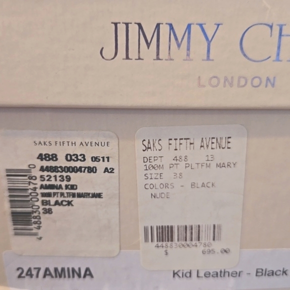 Jimmy Choo 'AMINA' Leather Platform Mary Jane Pumps Shoes, Black - Picture 9 of 9